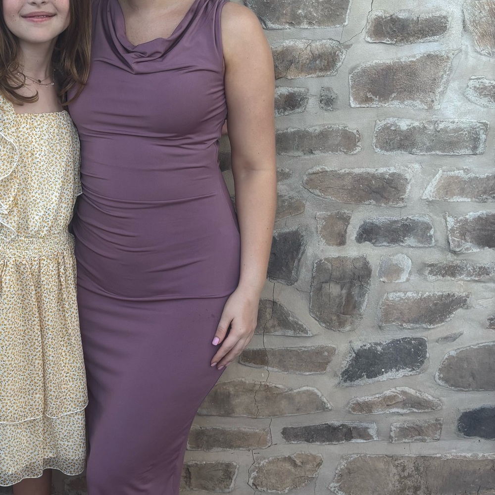 mauve midi dress